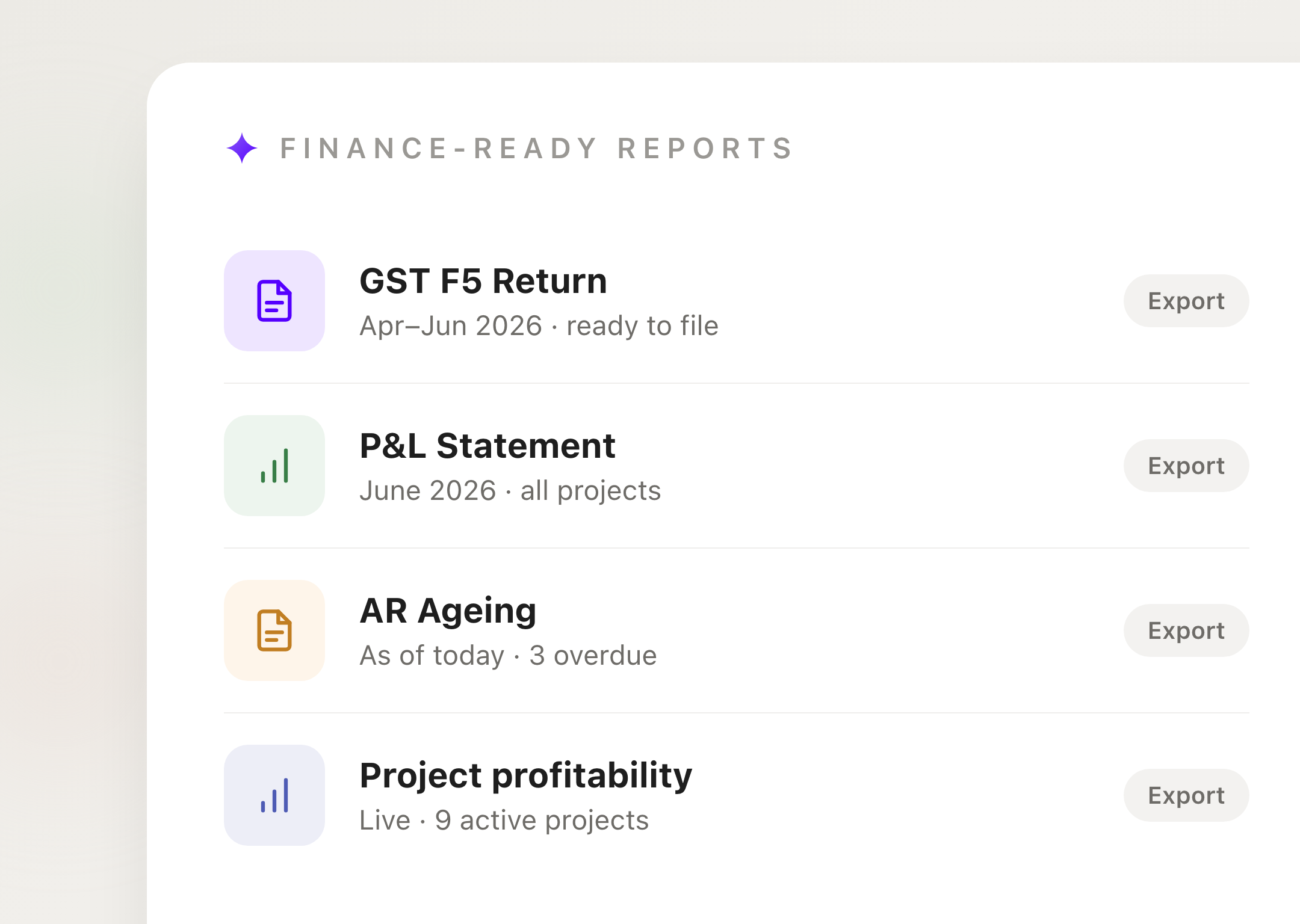 Finance-ready reports